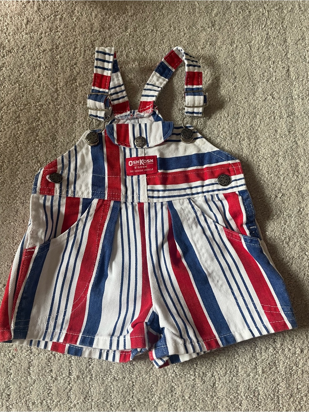 OshKosh B'gosh Red & Blue Striped Toddler Overalls